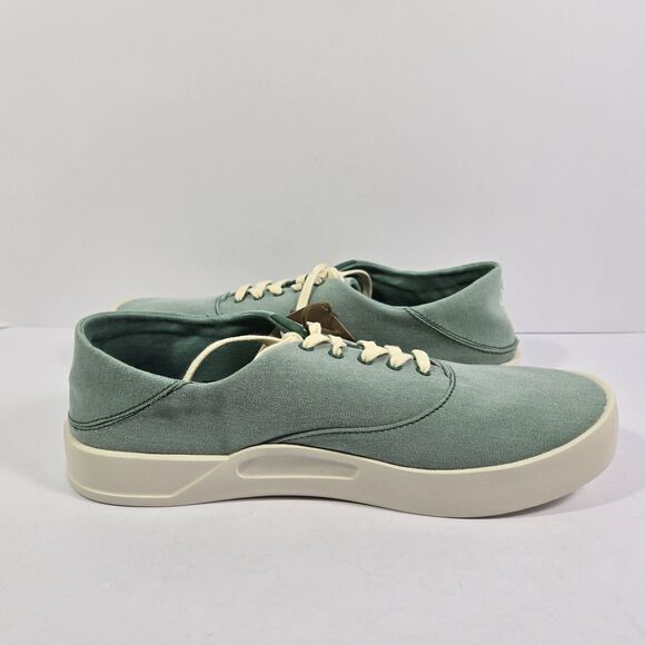 OluKai Tradewind Bamboo Mint Off White Canvas Lace Up Sneakers Shoes Mens 10.5 main image 5
